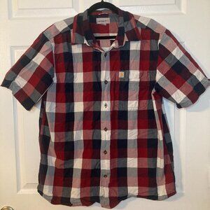CARHARTT Men's Plaid Essential Button Down Short Sleeve Shirt - Size L